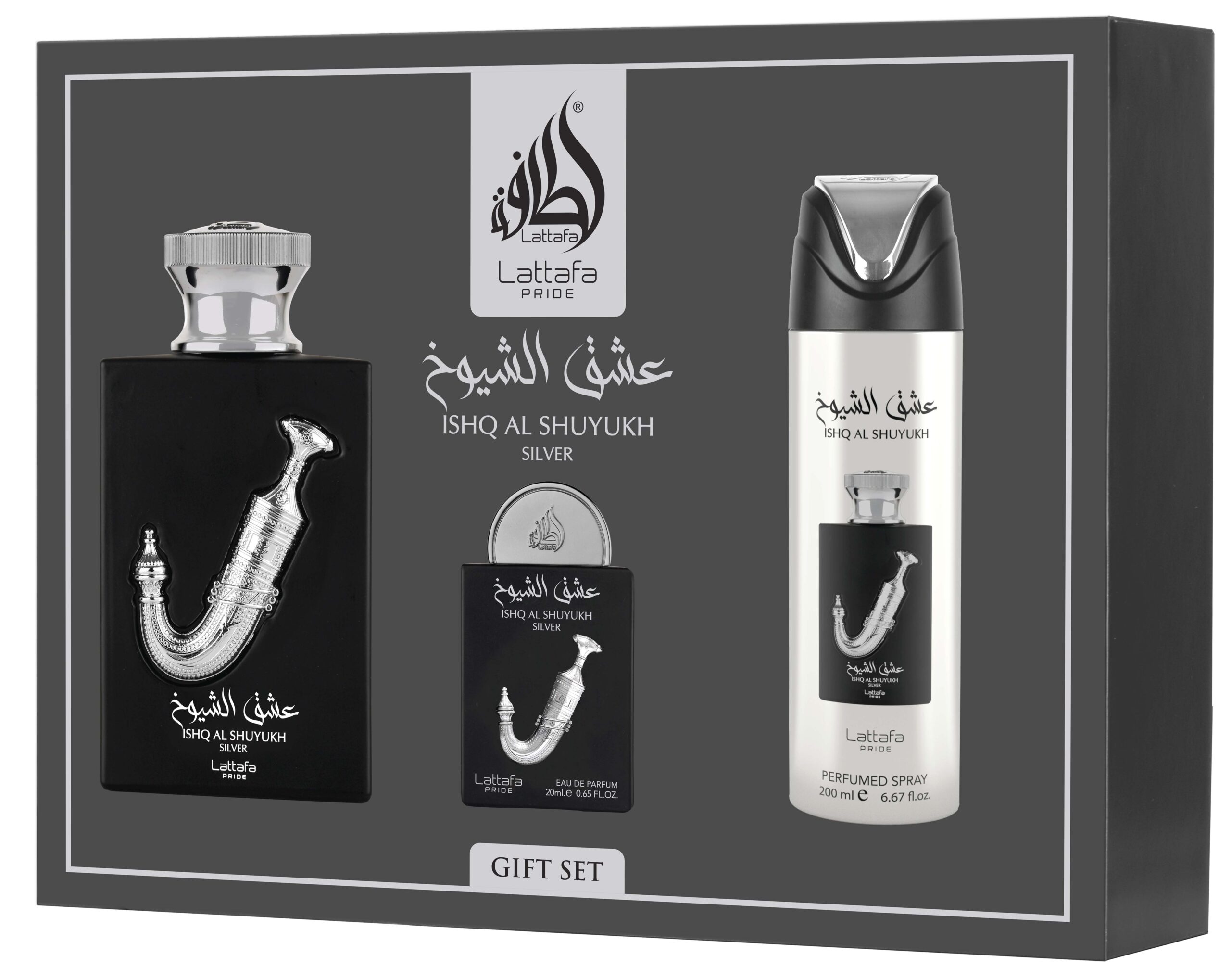 Lattafa Pride Ishq Al Shuyuk Silver Gift Set 3pcs